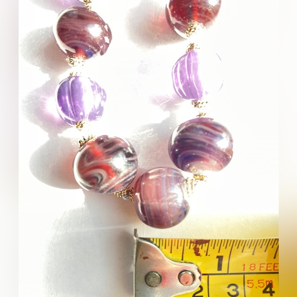 Liz Claiborne signed Purple Heavy Glass Graduated Bead Necklace 24" - Picture 5 of 8